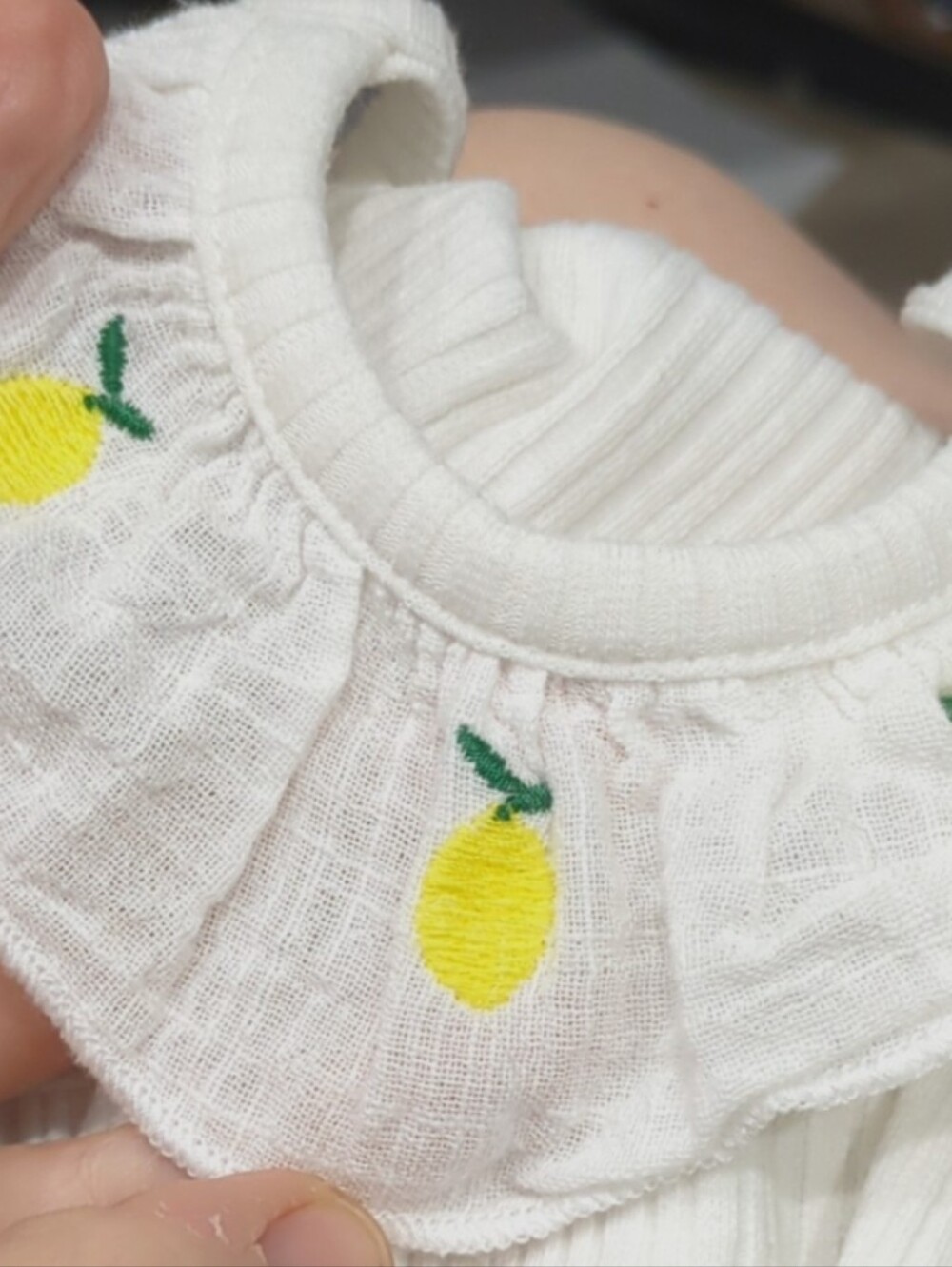 Kids White Ruffle Body with Yellow Lemon Embroidery
